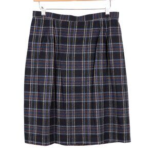 Easy Pieces Y2K Plaid Wool Skirt 14 Womens Preppy Schoolgirl Blue Brown 09s Look